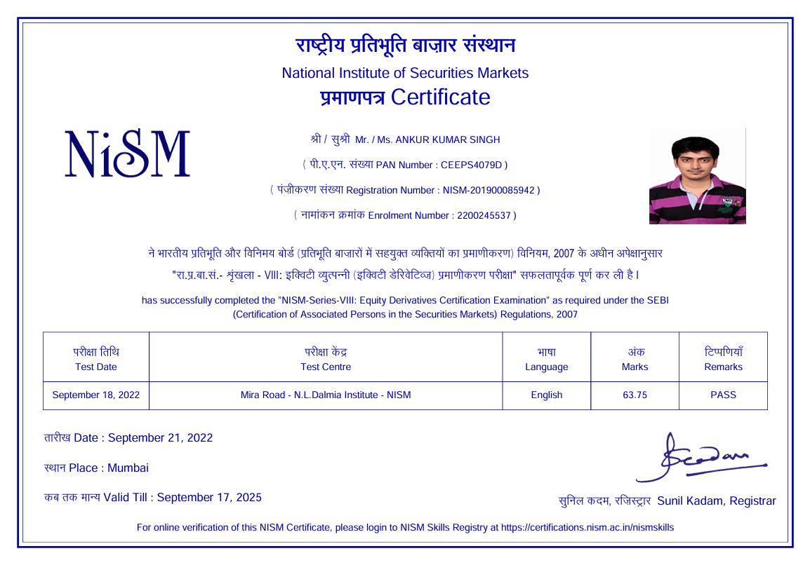 NISM 8 Certificate